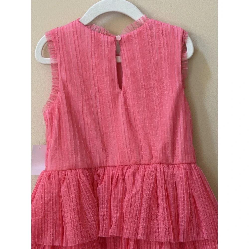 NEW Zenzi Girls Sleeveless Tiered Ruffle Tulle Dress Watermelon Size S (6/7) NWT